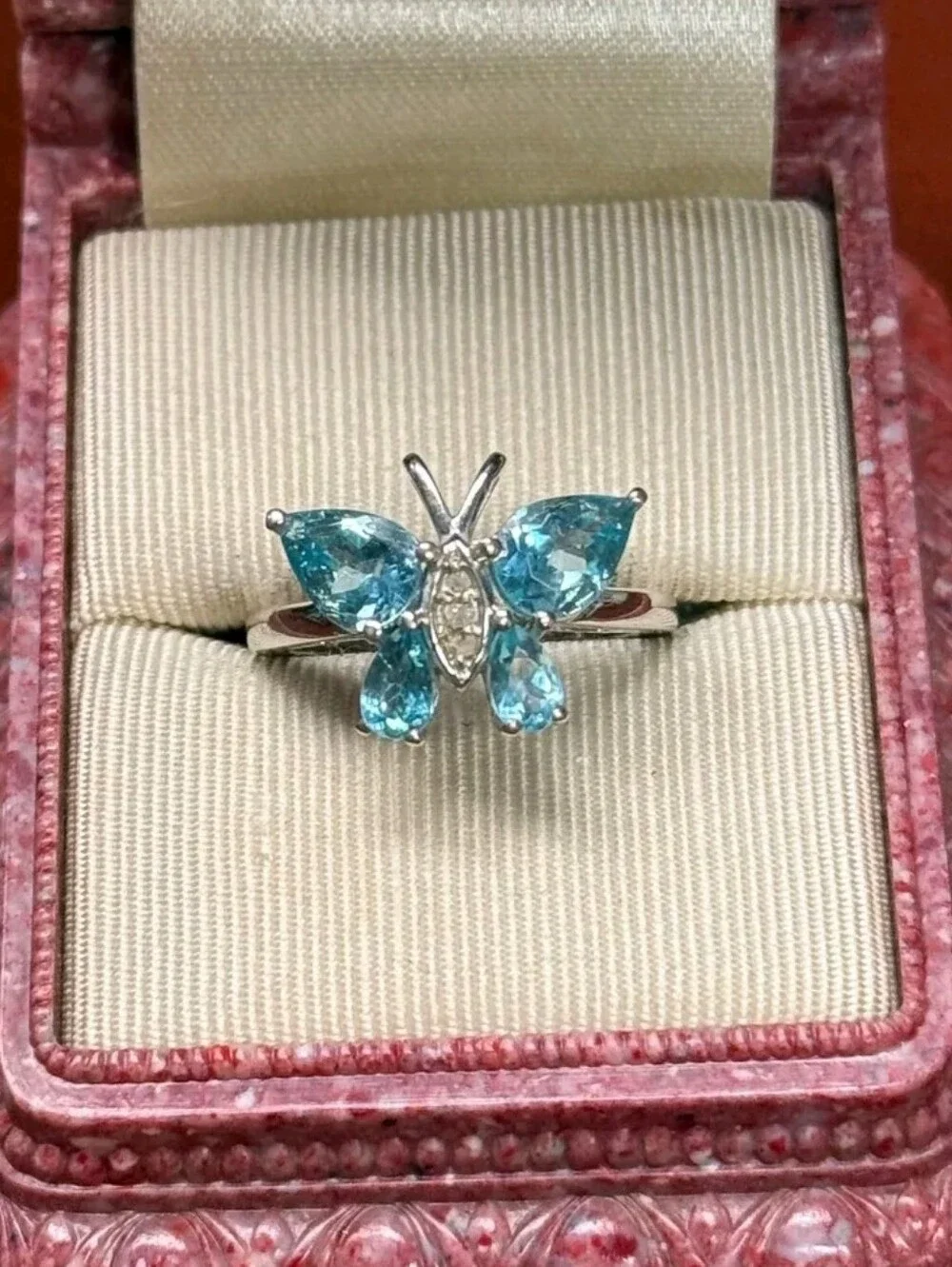 Sterling Silver Madagascar Paraiba Apatite & Diamond Accent Ring SZ 5